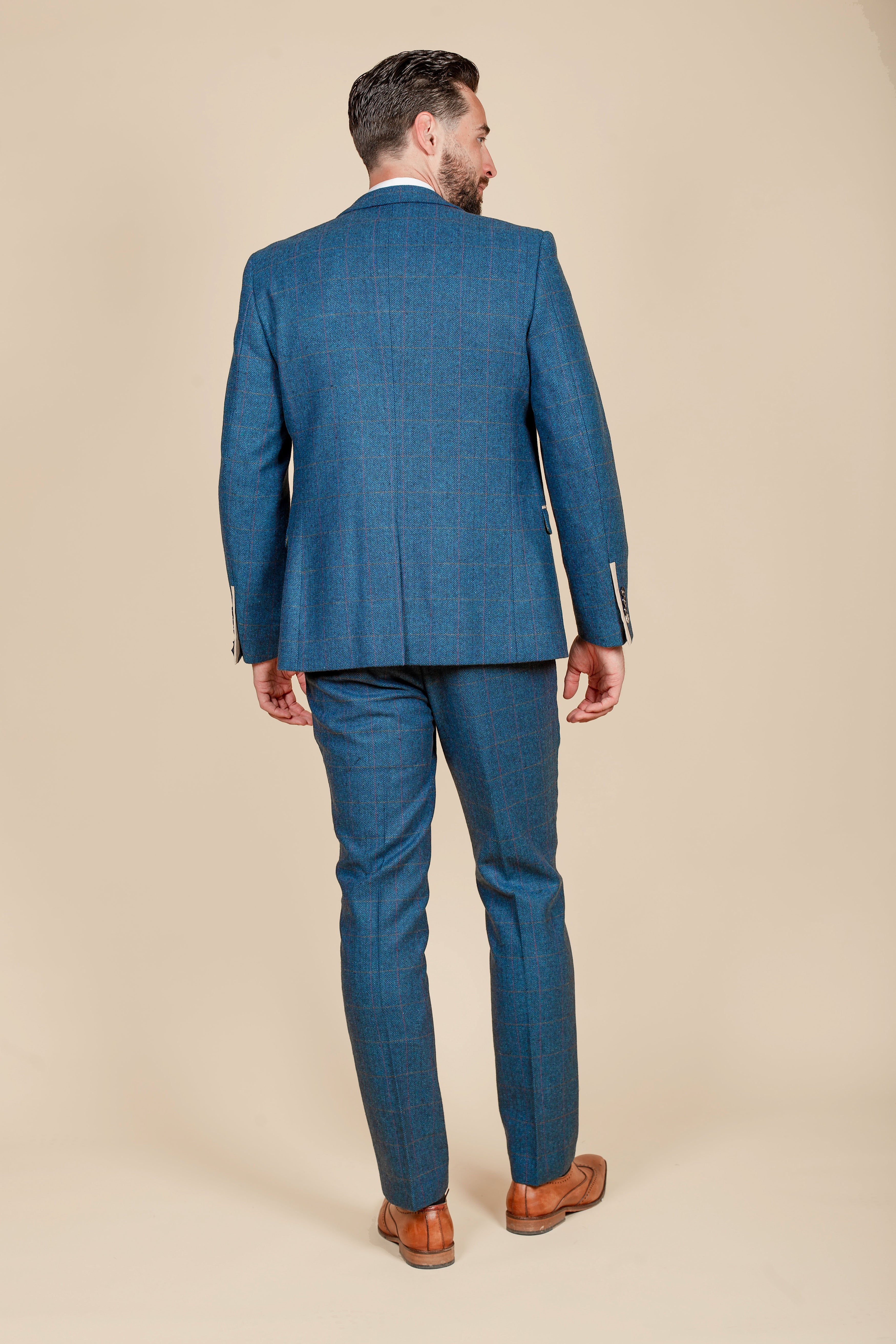 DION Blue Tweed Check Suit for Men - Premium Wool Blazer & Pants Set - Formal Business Attire - As Worn By Crysencio Summerville - Perfect for Office, Weddings & Special Events