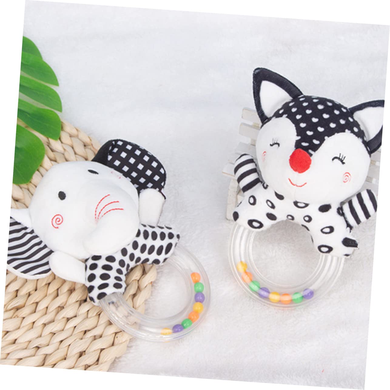 FAVOMOTO 4-Piece Baby Rattle Bell Calming Toy Set - Soft Stuffed Animal & Plastic Rattles for Infants 6-12 Months | Sensory Development & Soothing Playtime Gift