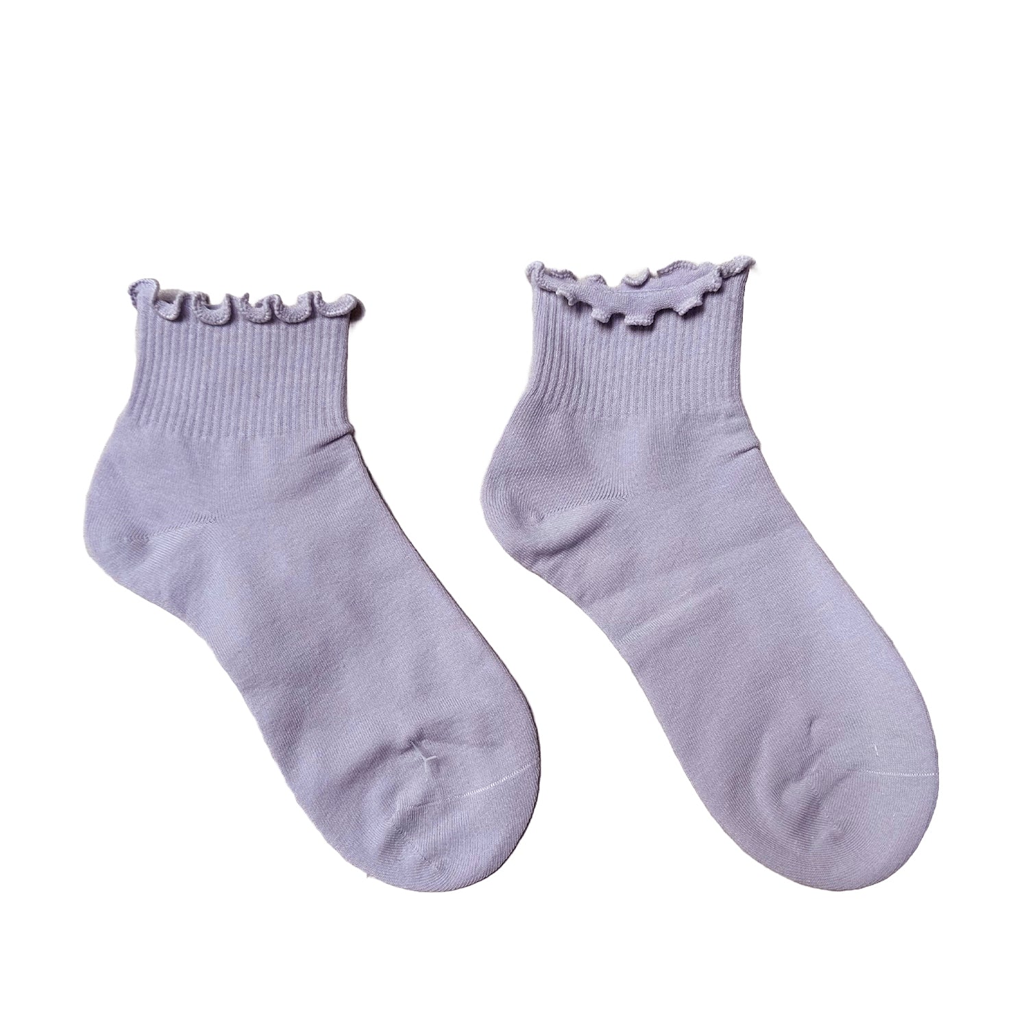 FLOOF Women's Light Purple Frilly Socks - Soft & Comfortable Ankle Socks for Everyday Wear, Workout, Yoga & Lounge