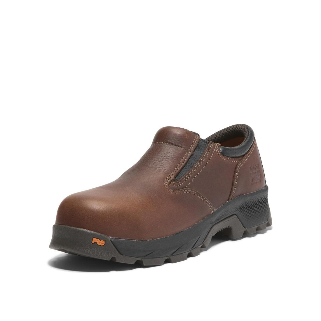 Titan EV Composite Toe Slip-On Work Boots - Brown Safety Shoes for Men | Comfortable & Lightweight for Construction, Warehouse & Industrial Work