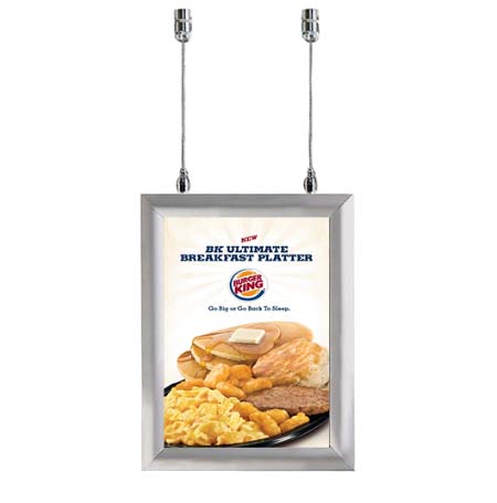 8.5x11 Ceiling Mount Display Snap Frame - Silver Metal Poster Sign Holder for Retail Stores & Restaurants | Two-Sided Advertising Solution for Menus, Promotions & Event Signage