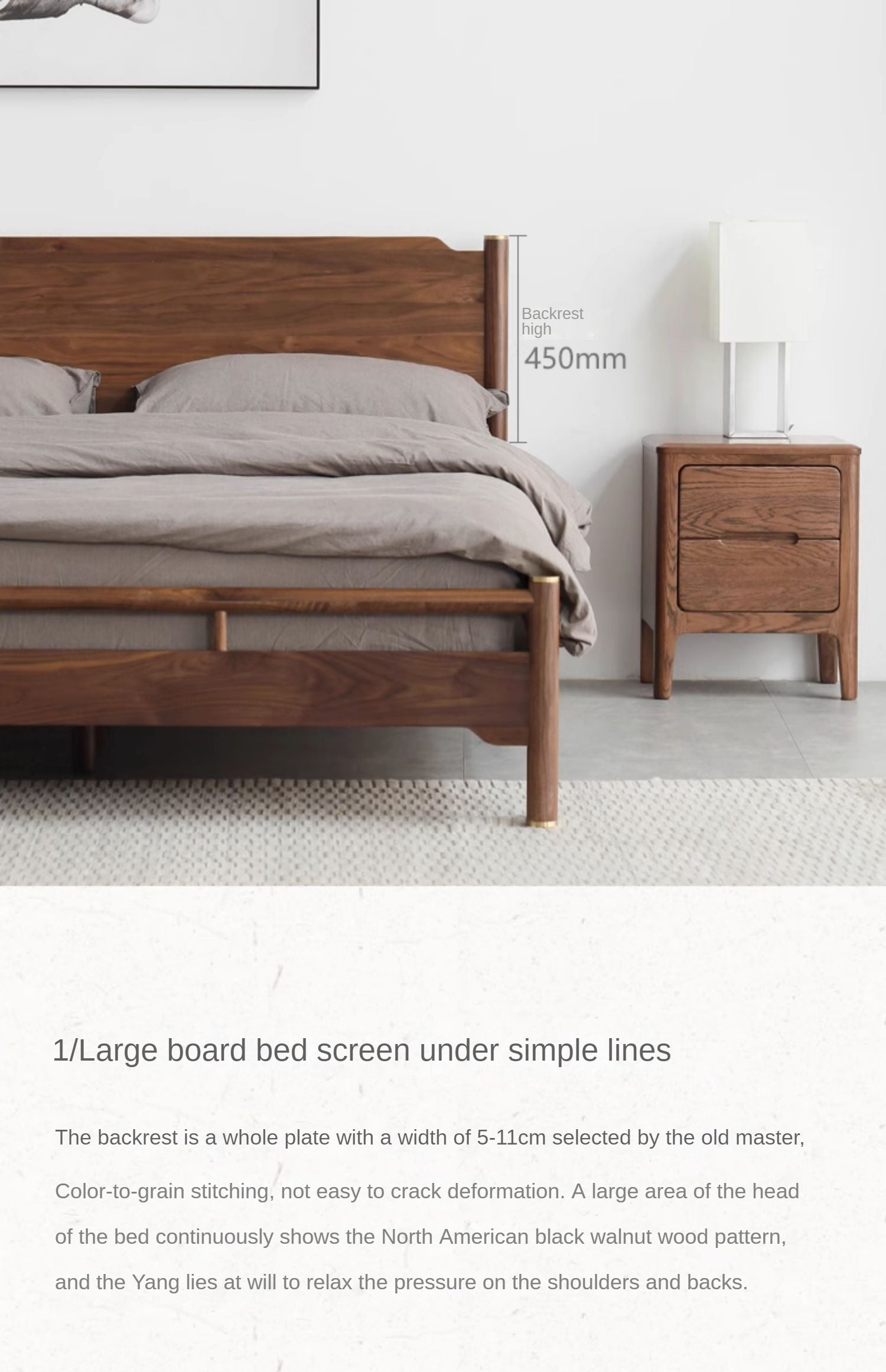 Premium Black Walnut & Ash Solid Wood Bed Frame - Handcrafted Queen/King Size Bed for Modern & Rustic Bedrooms - Perfect for Master Suites, Guest Rooms & Farmhouse Style Homes