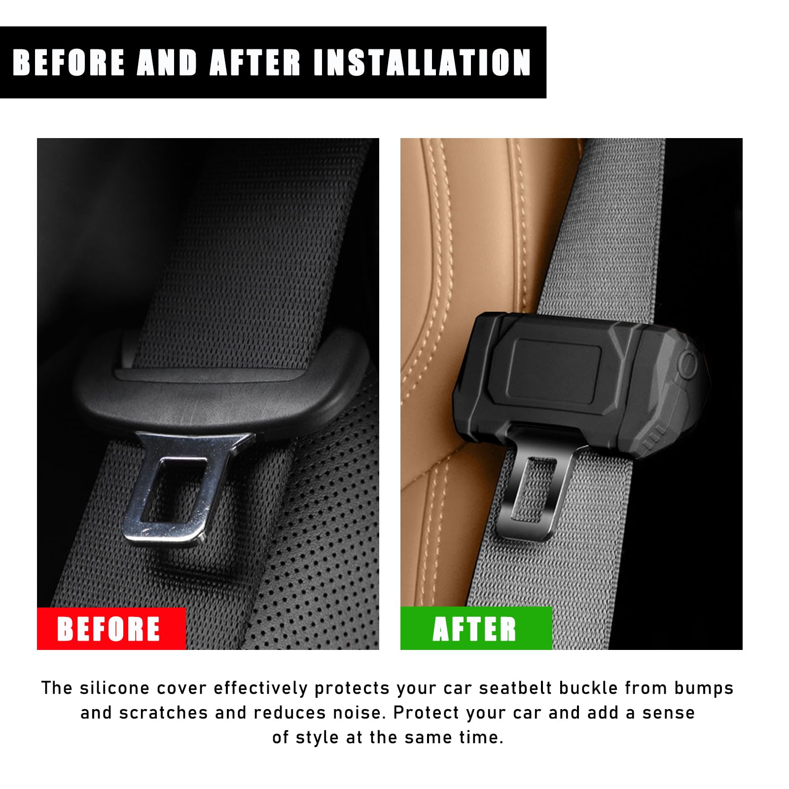 2 PCS Soft Silicone Car Seat Belt Buckle Covers - Anti-Scratch Seat Belt Protector for Cars, Trucks & Vans - Universal Fit Automotive Interior Accessories (Black) - Perfect for Child Safety & Comfort on Road Trips