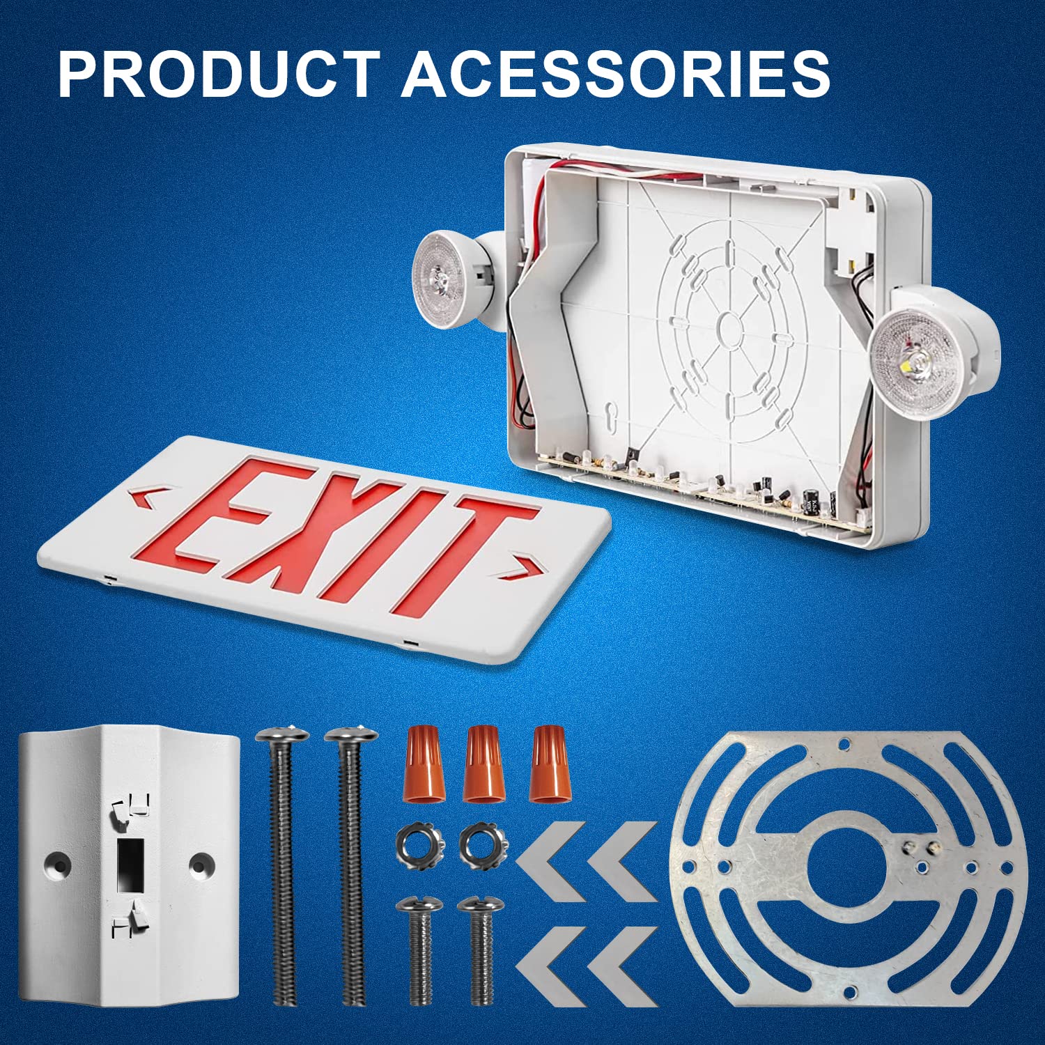 UL Listed LED Exit Sign with Emergency Lights & Battery Backup - 6-Pack Commercial Grade Red Exit Lighting, 120-277V AC, Fire Resistant with Two Adjustable Heads - Perfect for Offices, Warehouses, Schools & Public Buildings