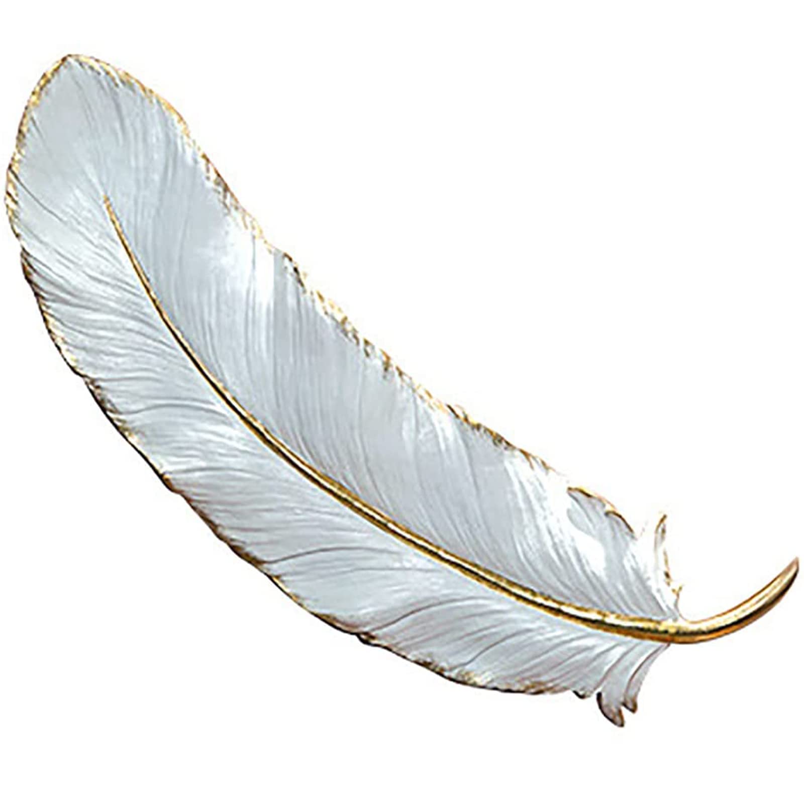 White and Gold Resin Feather Wall Art Sculpture - Modern Boho Home Decor for Living Room, Bedroom, Kids Room | Elegant Wall Hanging Feather Decorations for Housewarming Gifts & Interior Design