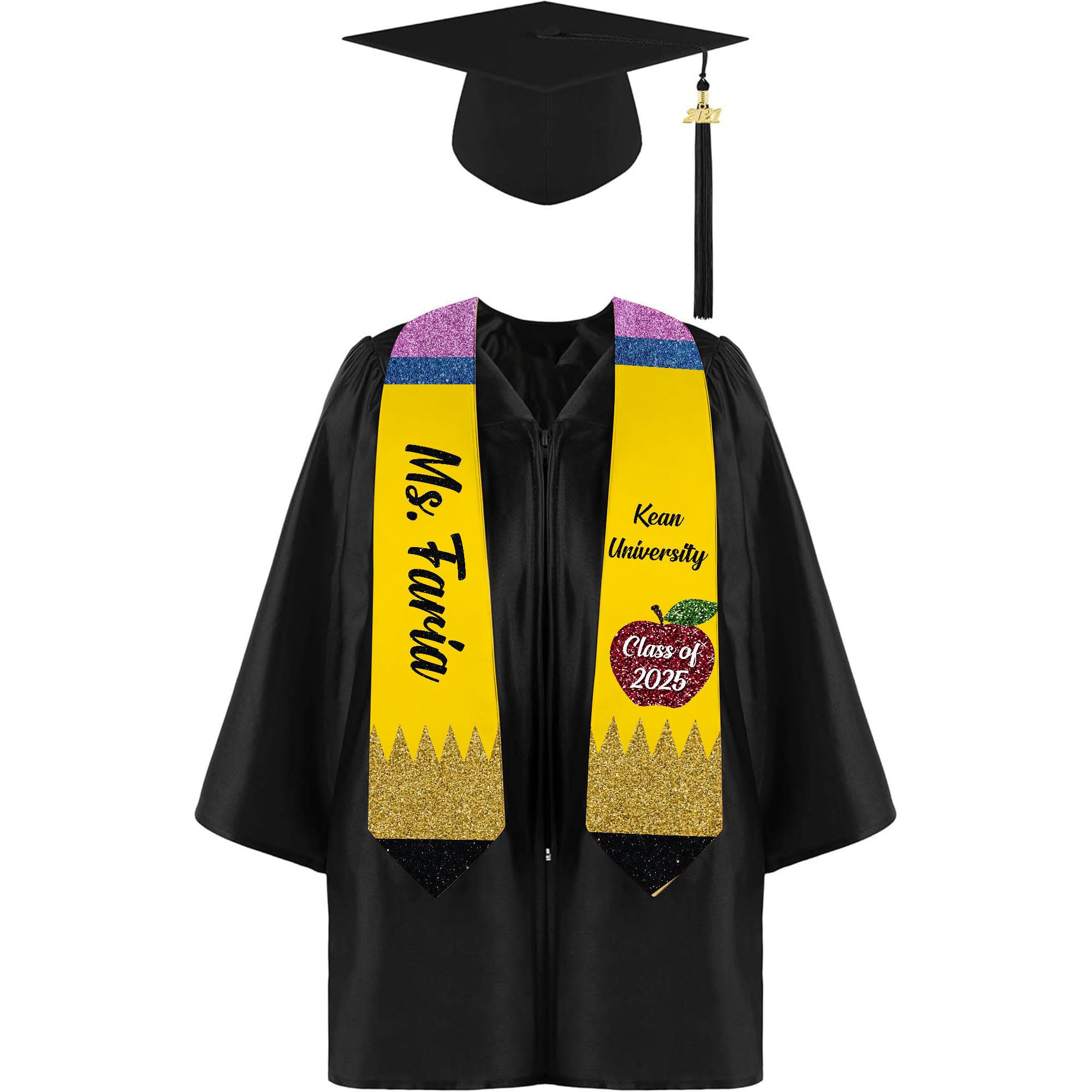 Custom Graduation Stoles for Class of 2025 - Personalized Flag Sash with School Colors & Name - Perfect for High School & College Graduation Ceremonies, Photos & Alumni Events