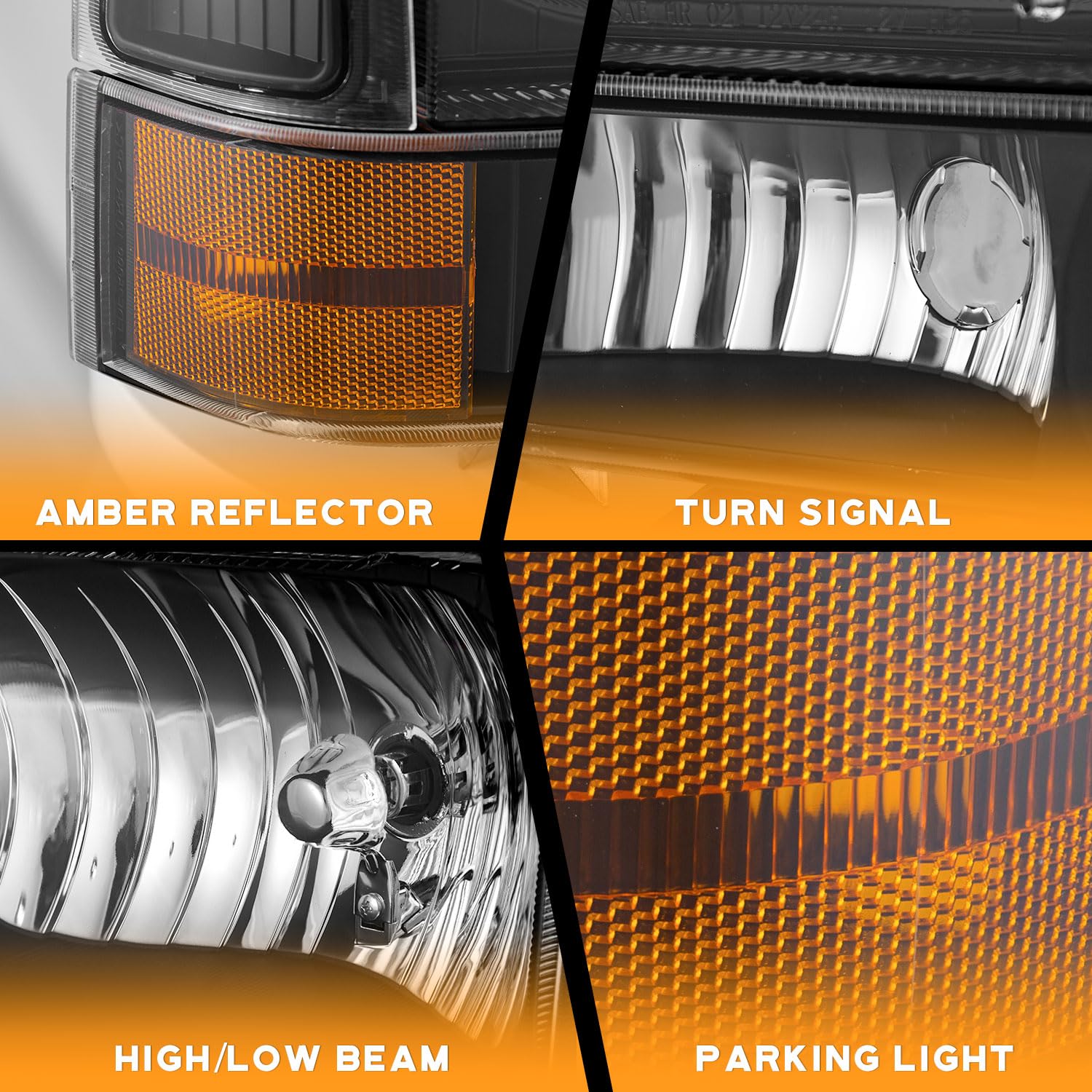 Ford Super Duty F250 F350 Headlight Assembly with Bulbs for 99-04 Models - Perfect for Night Driving & Off-Road Use