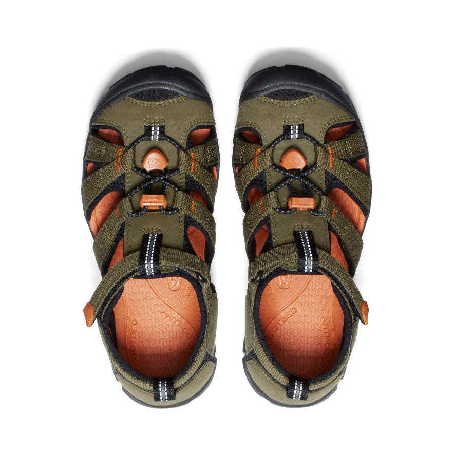 Seacamp II CNX Big Kids' Water Shoes - Dark Olive/Gold Flame | Lightweight & Quick-Dry for Beach, Pool & Outdoor Activities