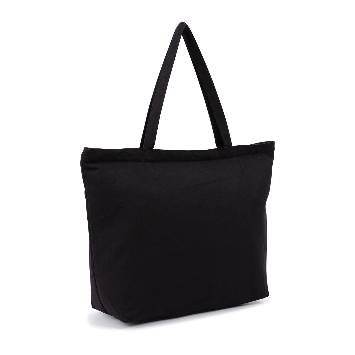 2 Pack 21'' Canvas Tote Bags with Inner Pocket - Reusable Grocery Shopping Cotton Zipper Bag - 12oz DIY Cloth Gift for Women - Perfect for Shopping, Beach, Work & Travel