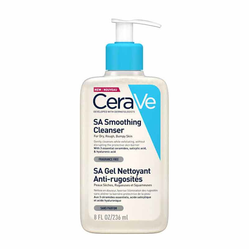 CeraVe SA Smoothing Cleanser for Dry & Rough Skin | Exfoliating Face Wash with Salicylic Acid & Hyaluronic Acid | Gentle Daily Cleanser for Smooth & Hydrated Skin | Perfect for Acne-Prone & Sensitive Skin Care Routine
