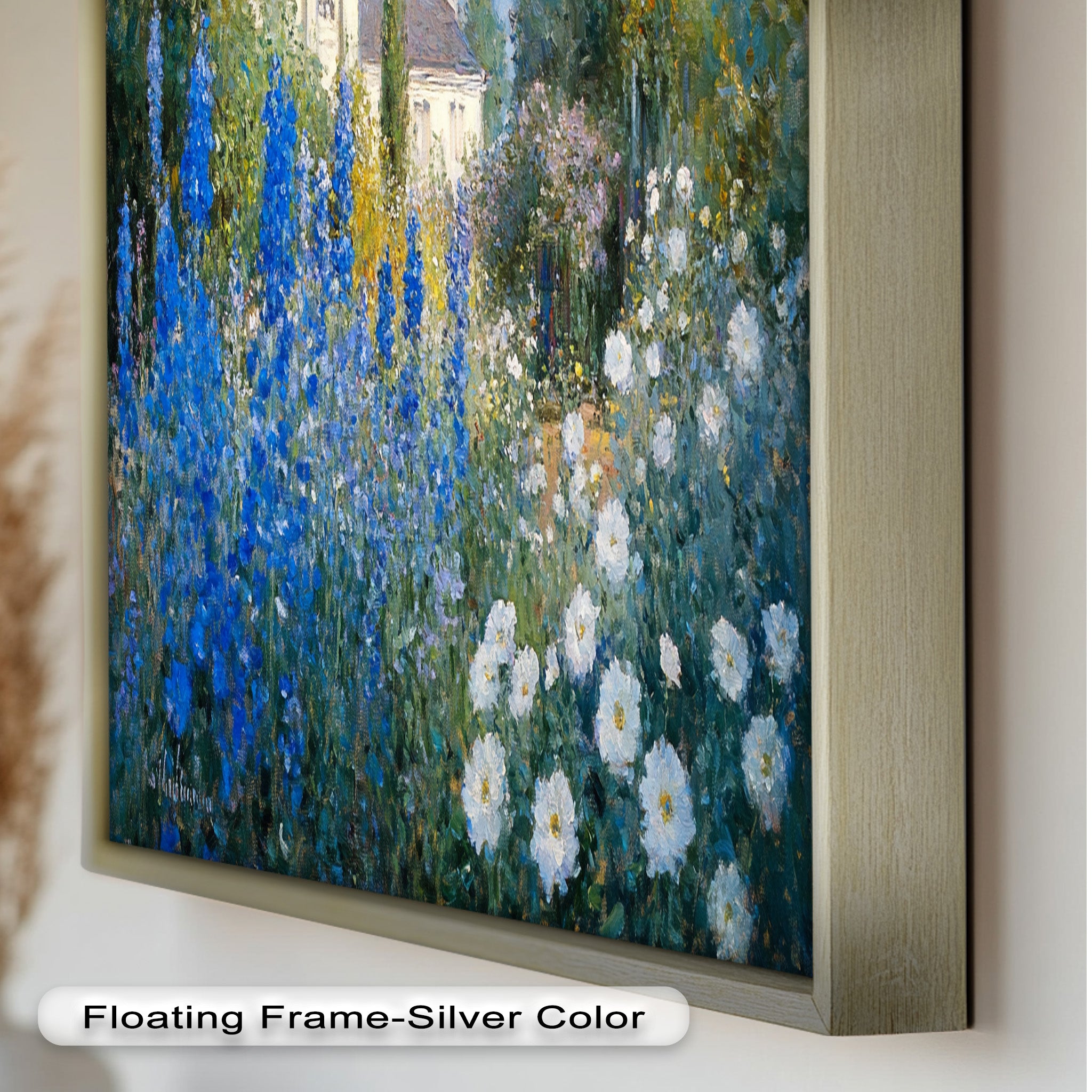 Blue Delphinium Impressionist Oil Painting - Handmade Floral Wall Art for Living Room, Bedroom & Office Decor