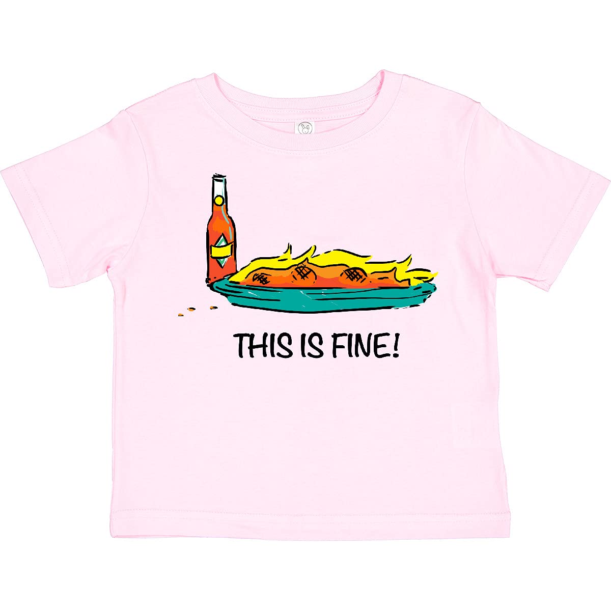Inktastic This is Fine Burning Hot Sauce Funny Toddler T-Shirt - Cute Baby Outfit for Playdates & Family Photos