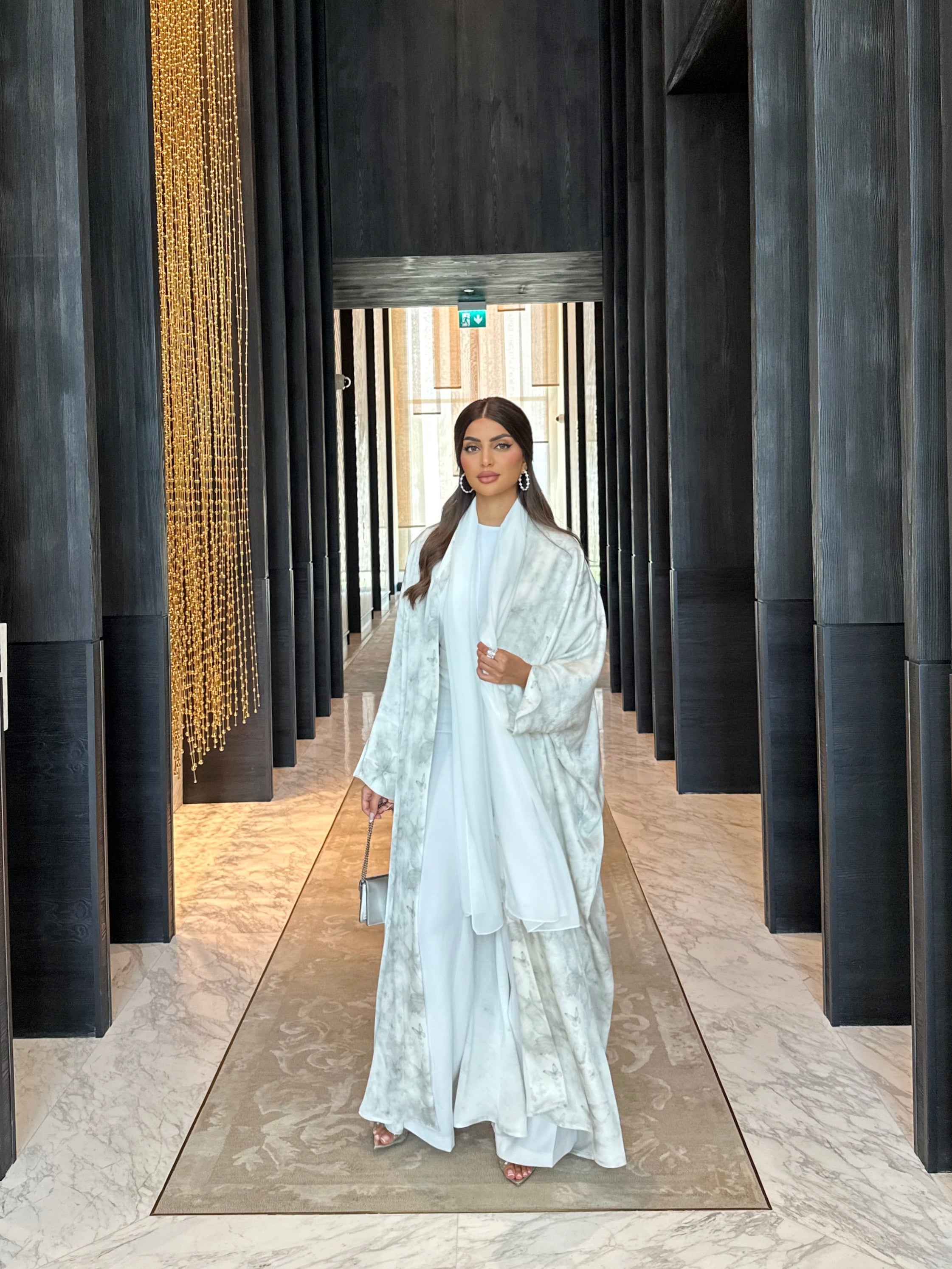 Elegant White Butterfly Abaya Dress #475 - Modest Islamic Clothing for Women - Perfect for Prayer, Eid, and Special Occasions