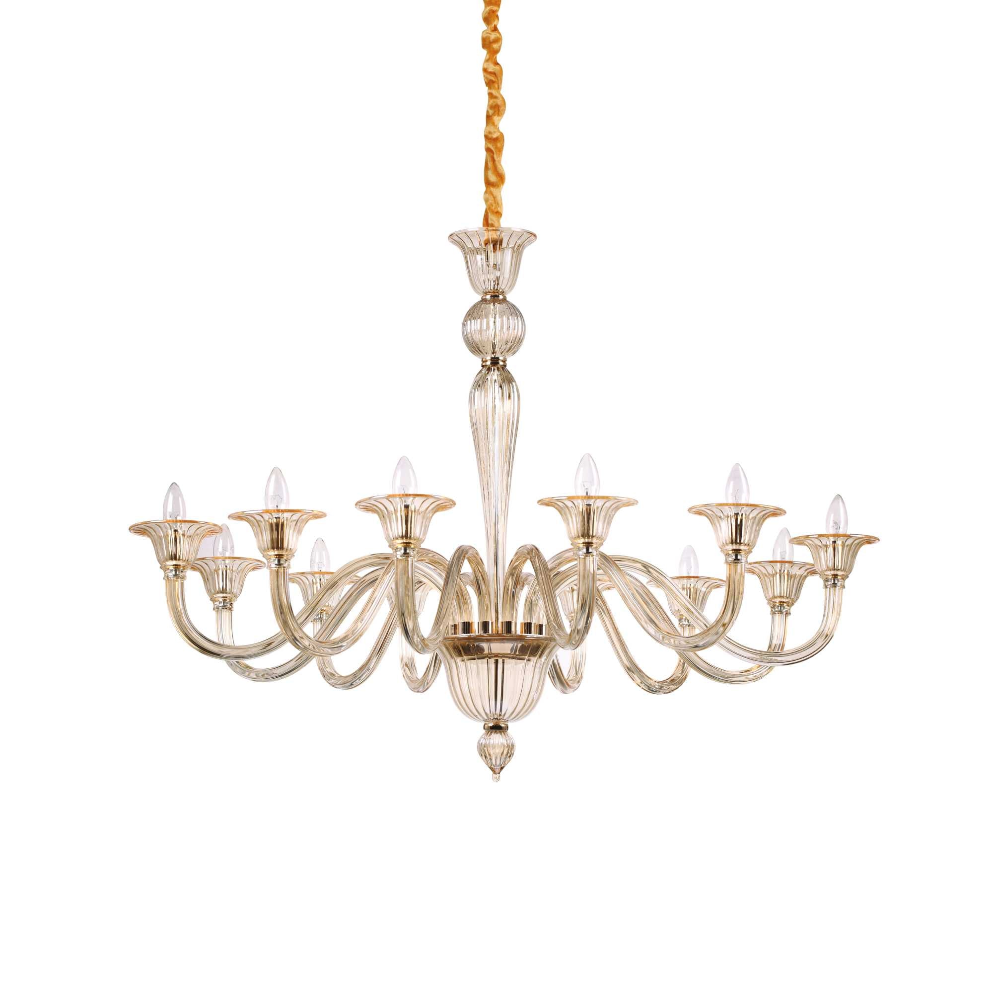 Brigitta 8/12 Light Center Ceiling Light Fixture in Amber/Transparent Finish - Perfect for Living Room, Dining Room, or Bedroom Lighting