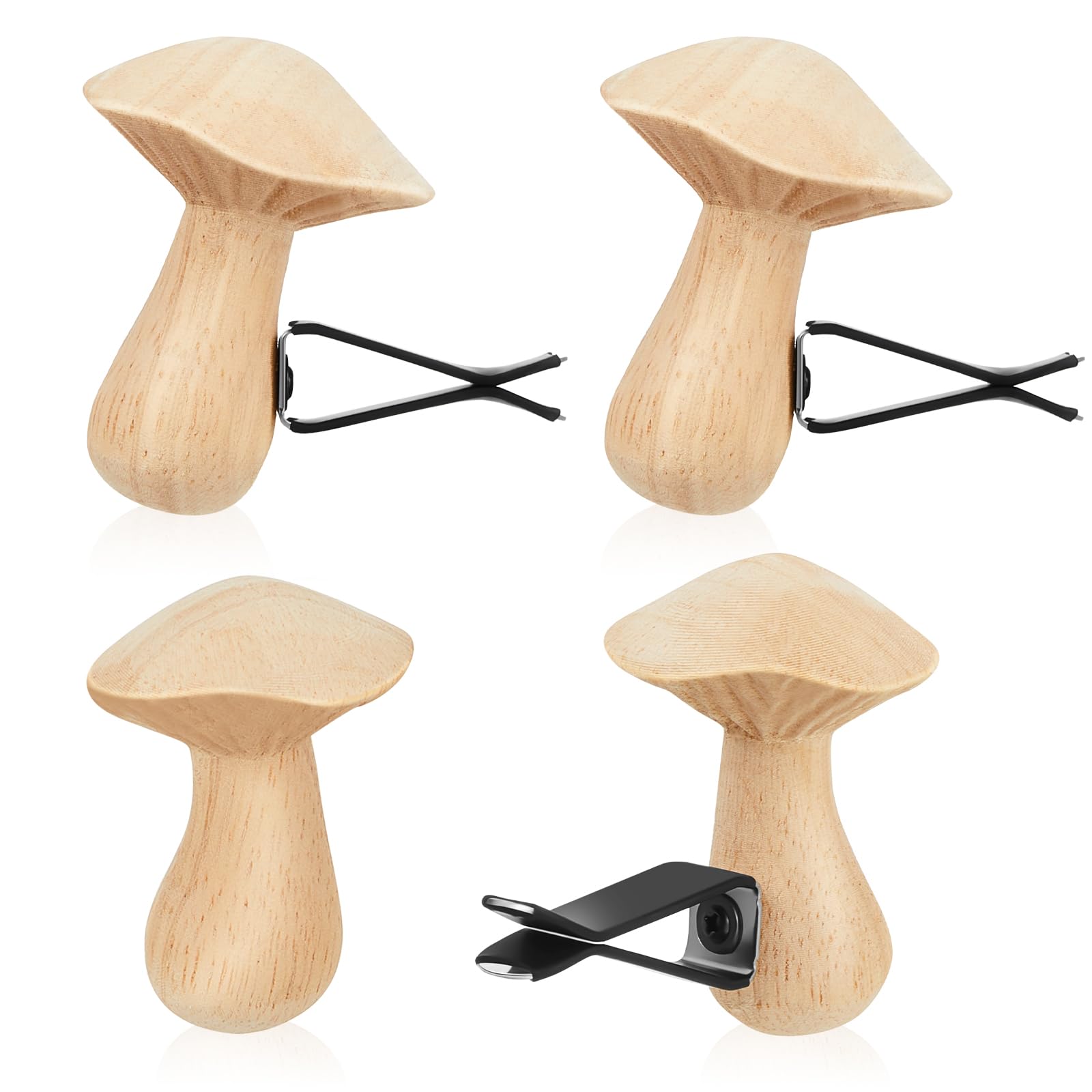 Dandat 4-Piece Wooden Car Essential Oil Diffuser Vent Clips | Mushroom-Shaped Car Air Freshener | Aromatherapy Wood Car Diffusers | Automotive Interior Accessories & Decor for Men & Women | Perfect Gift for Car Lovers | Ideal for Home, Office & Travel Use