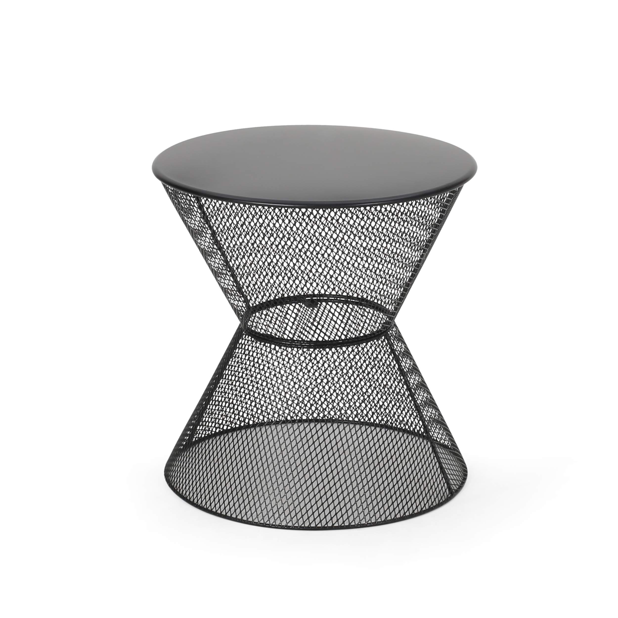 Modern Outdoor Iron Side Table - Matte Black Finish - Durable & Stylish Patio Furniture for Garden, Poolside, or Balcony Decor