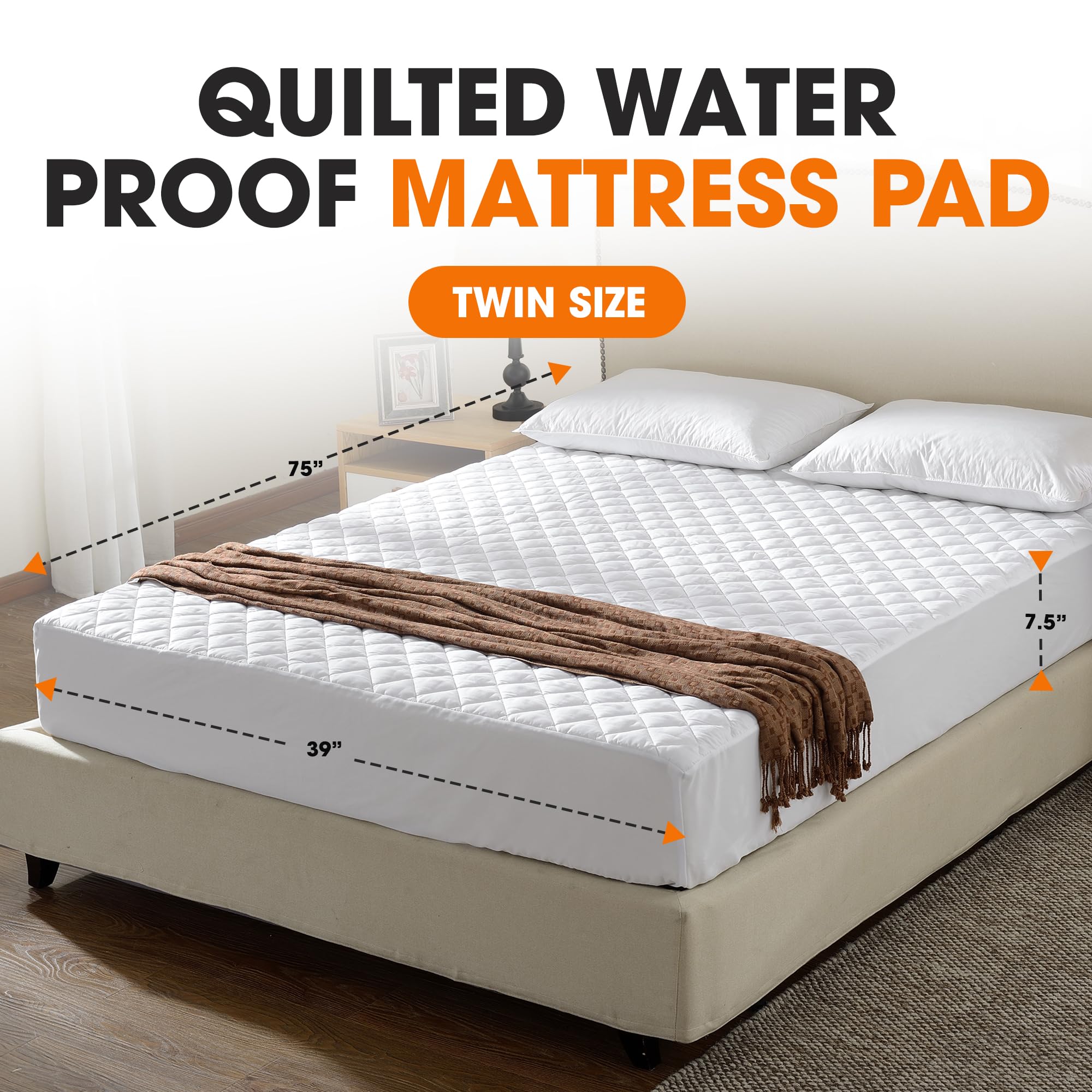 Waterproof Mattress Protector for Adults, Kids & Pets - Twin Size - Ideal for Incontinence & Bedwetting Protection