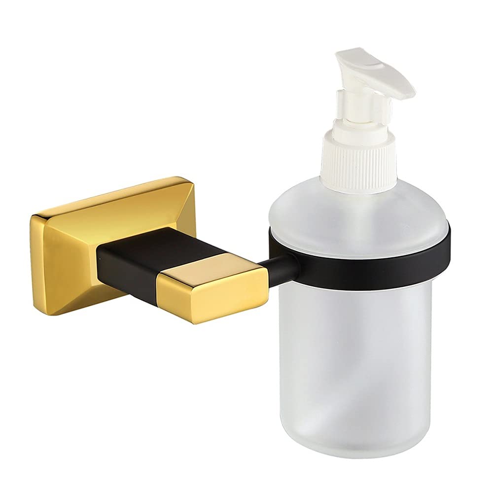 Premium Black Gold Brass Bathroom Hardware Set - Wall Mounted Towel Rack, Toilet Paper Holder & Soap Dispenser - Modern Bathroom Accessories for Luxury Homes & Hotels (Ideal for Spa-Style Bathrooms)