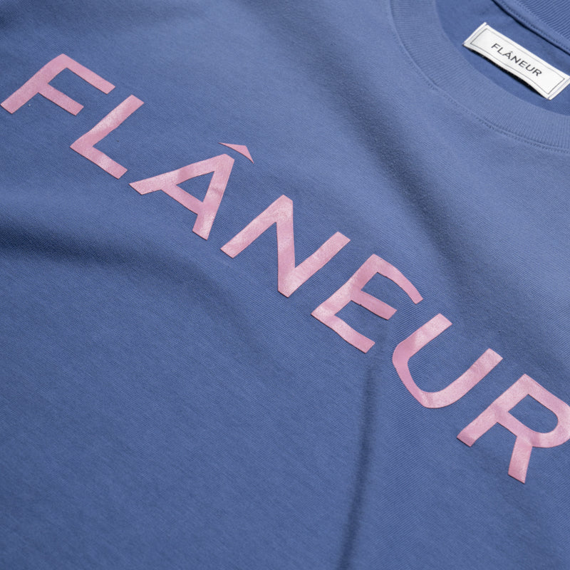 Flaneur Washed Puffed Logo Tee - Soft Vintage Cotton T-Shirt for Men & Women in Purple | Casual Streetwear, Everyday Wear & Outfit Styling