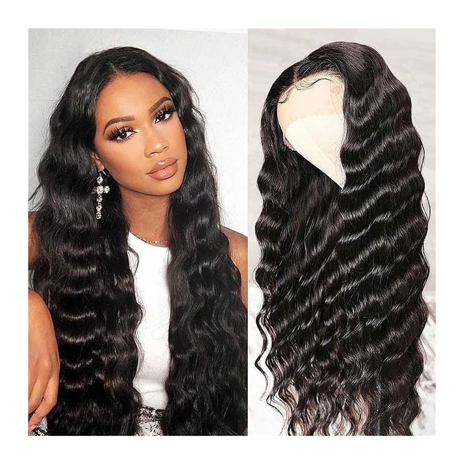 10-30 Inch Malaysian Loose Deep Wave Human Hair Wig with 13x4 Lace Front & 4x4 Lace Closure | 180% Density Remy Hair for Black Women | Perfect for Daily Wear, Parties, Weddings & Special Occasions