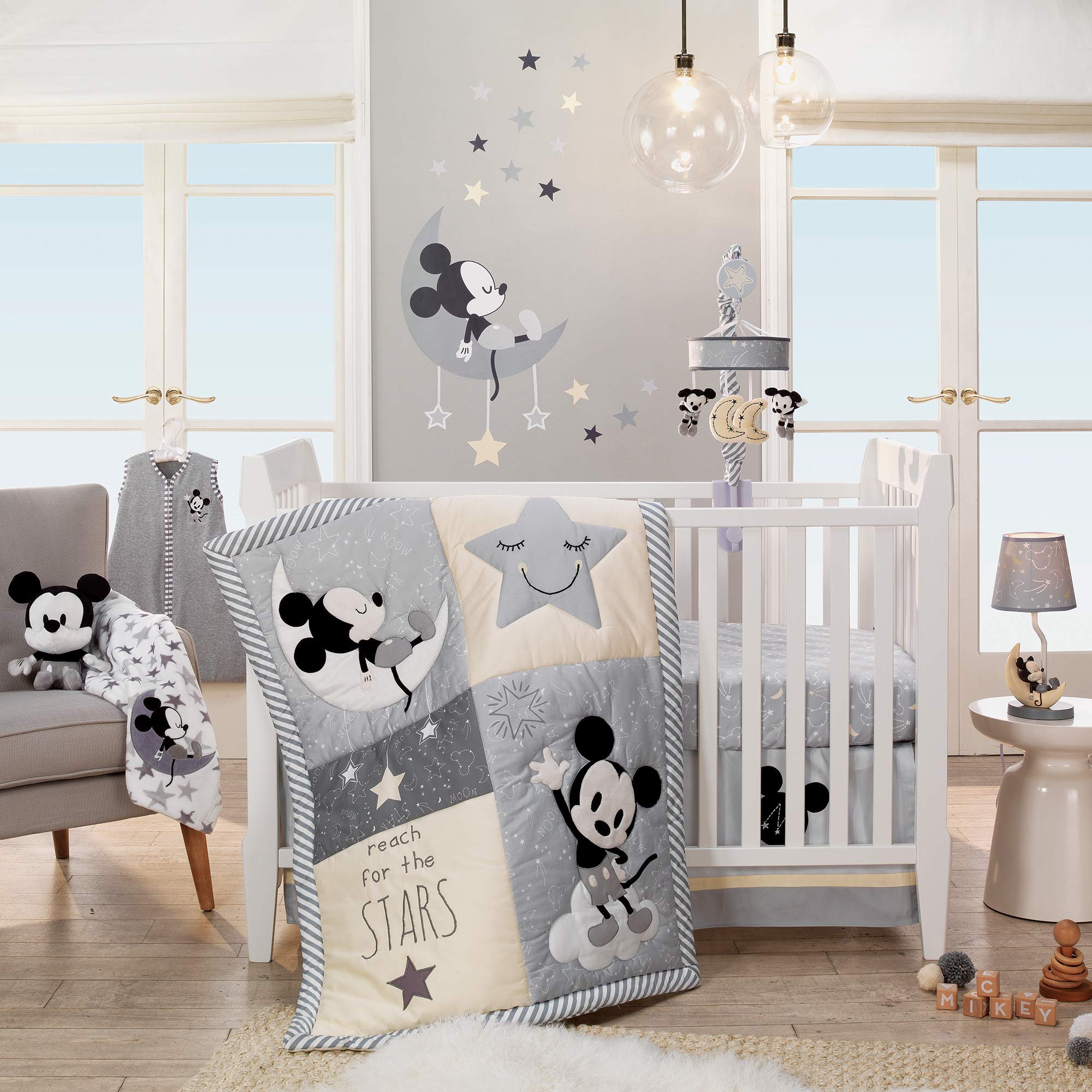 Disney Baby Mickey Mouse Musical Crib Mobile - Gray & Yellow Nursery Decor, 27x8.5x8.5 Inch Baby Bedroom Essentials | Perfect for Newborn Gifts & Infant Sleep Aid