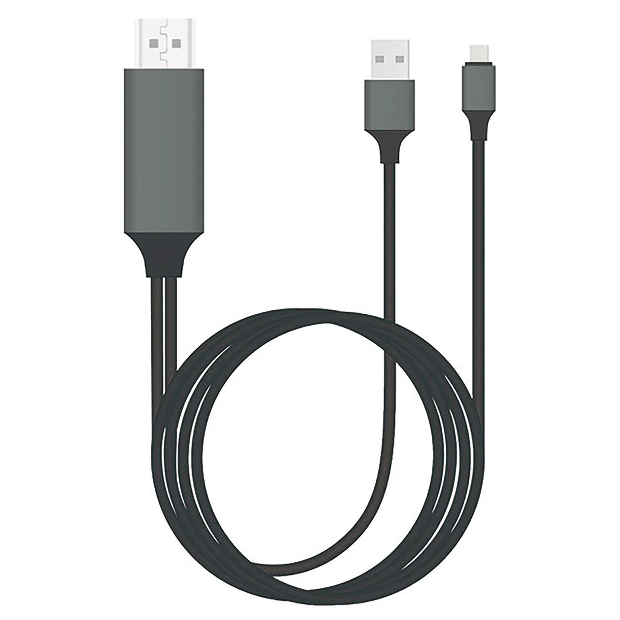 Premium 4K HDMI to USB-C Cable - 6ft/2M Thunderbolt 3 Compatible with Jabra Elite Active 75t Plus, Supports 2160p@60Hz & Fast Charging (Gray) - Perfect for Home Theater, Gaming & Office Setup