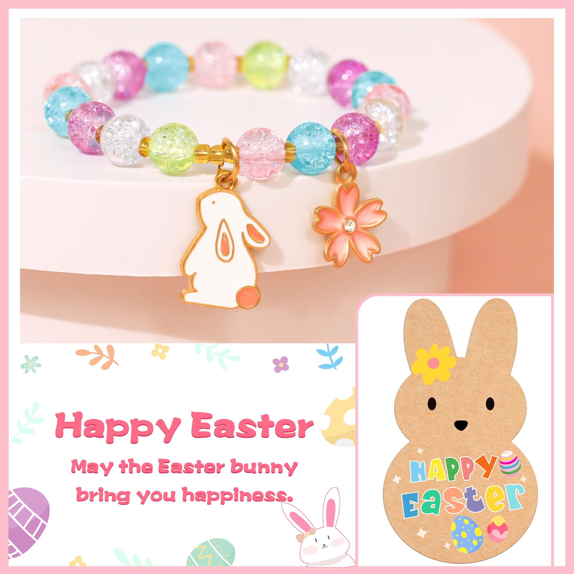 Parma77 Adjustable Bunny Bracelet with Greeting Card - Easter Gifts for Girls, Teens & Women - Cute Jewelry for Easter Baskets, Egg Hunts & Spring Celebrations