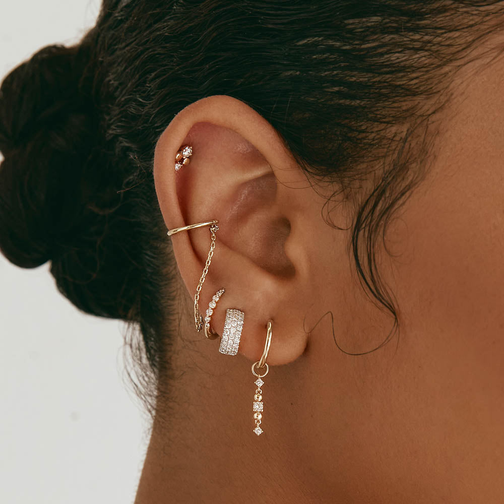 10k Gold Diamond Pave Huggie Hoop Earrings for Women - Perfect for Everyday Wear, Parties & Special Occasions