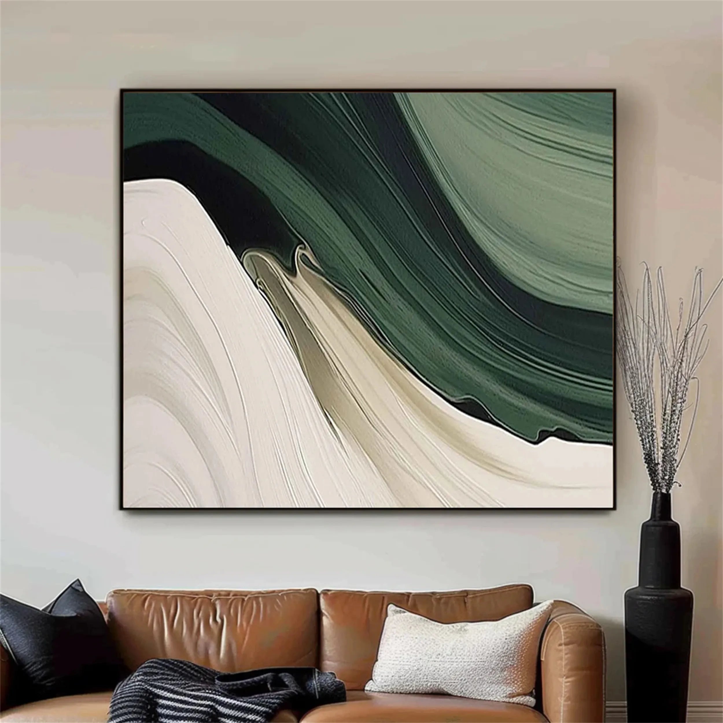 Blue & Green Abstract Wall Art Painting #BG045 - Modern Canvas Print for Living Room, Bedroom & Office Decor