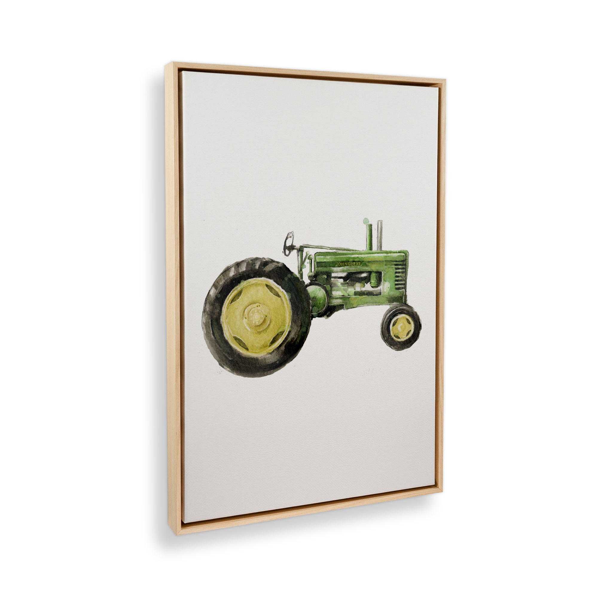 Green Tractor Farm Landscape Painting on Canvas - Perfect for Farmhouse Decor, Country Kitchen Wall Art & Rustic Home Office