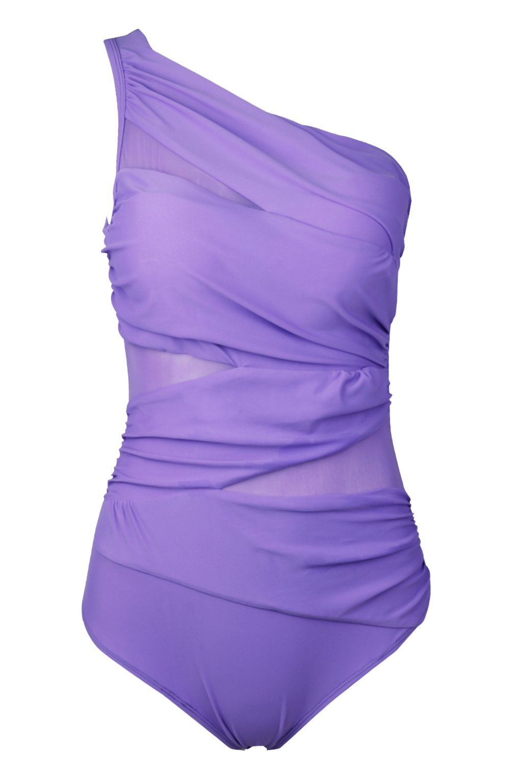 YiZYiF Women's One Shoulder Ruched Mesh Monokini Swimwear - Sexy One Piece Bathing Suit for Beach, Pool & Vacation | Tummy Control Swimsuits for Women