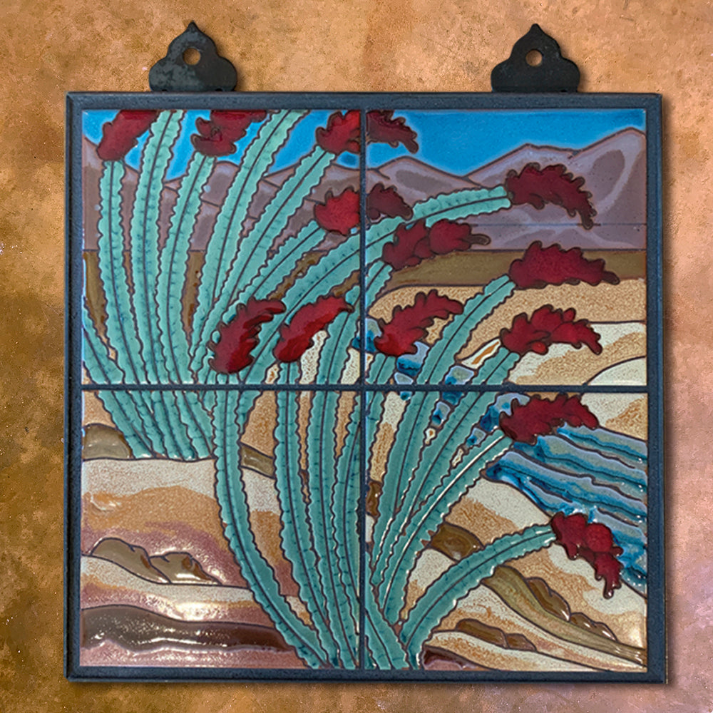 Ocotillo Riparian Scene 12x12 Inch Desert Mural Wall Art - Perfect for Living Room, Bedroom, or Office Decor