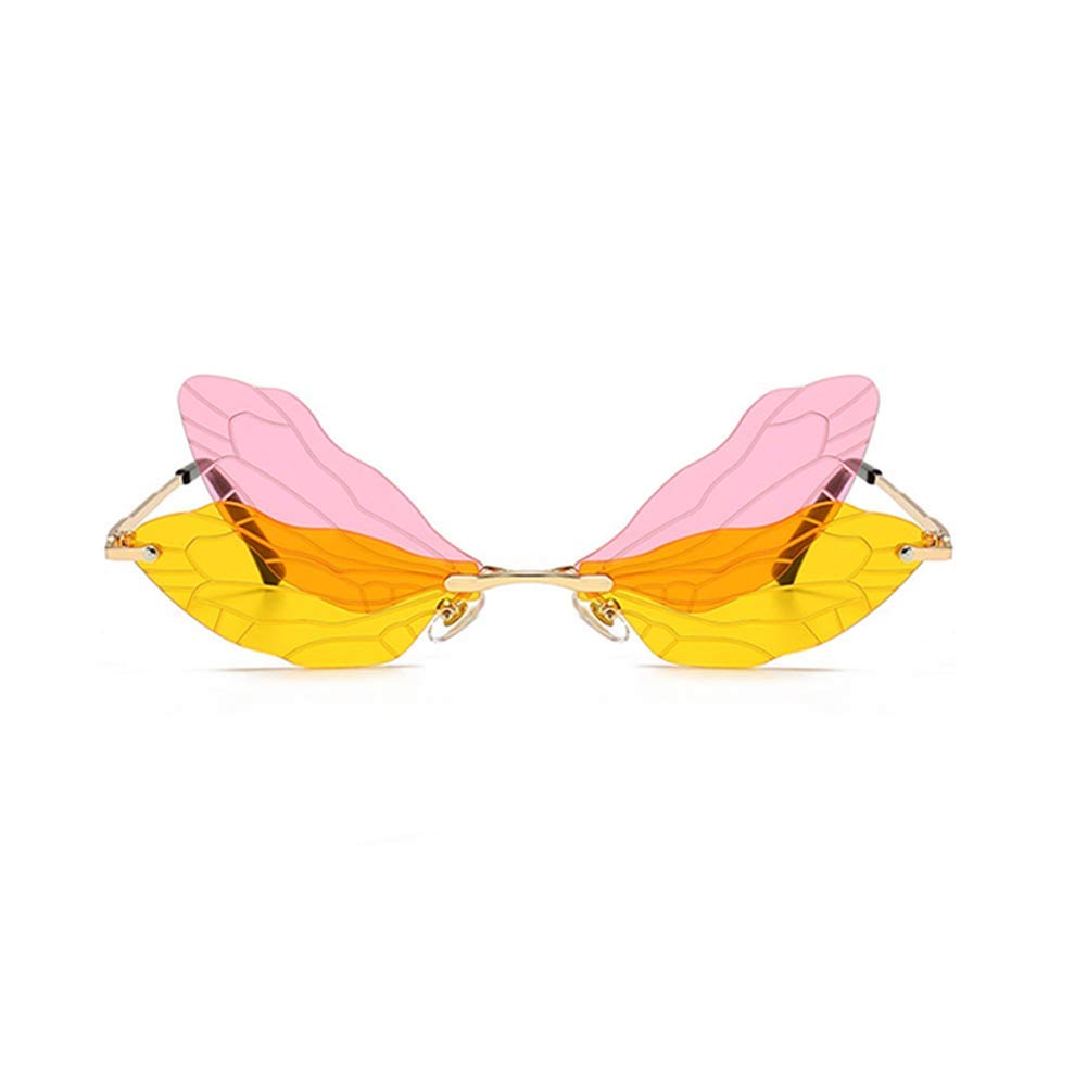ENTHYI Dragonfly Wing Shape Sunglasses for Women & Men - Frameless Irregular UV Protection Glasses for Outdoor, Beach, Party & Fashion Accessories