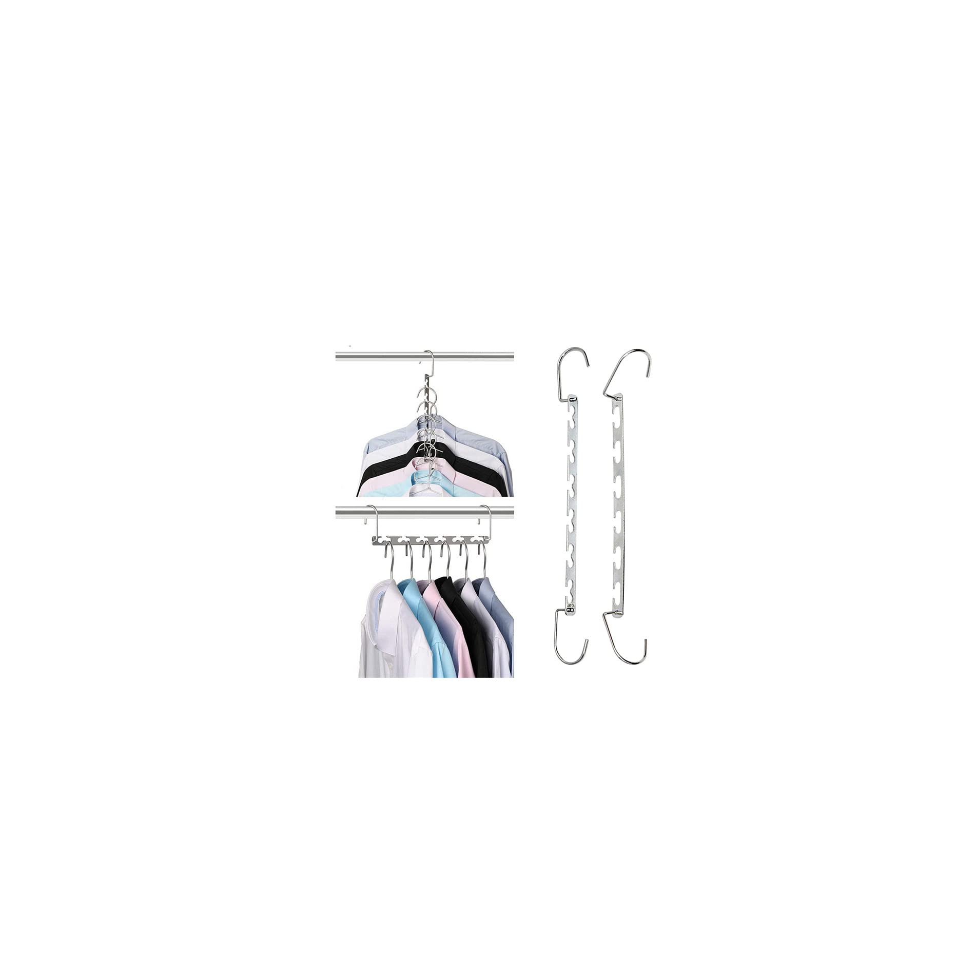 6-Hole Magic Hangers - Space Saving Stackable Closet Organizer, Multifunctional Folding Metal Clothes Drying Rack for Wardrobe, Bedroom & Home Organization - Perfect for Small Spaces, Laundry Rooms & Apartment Living