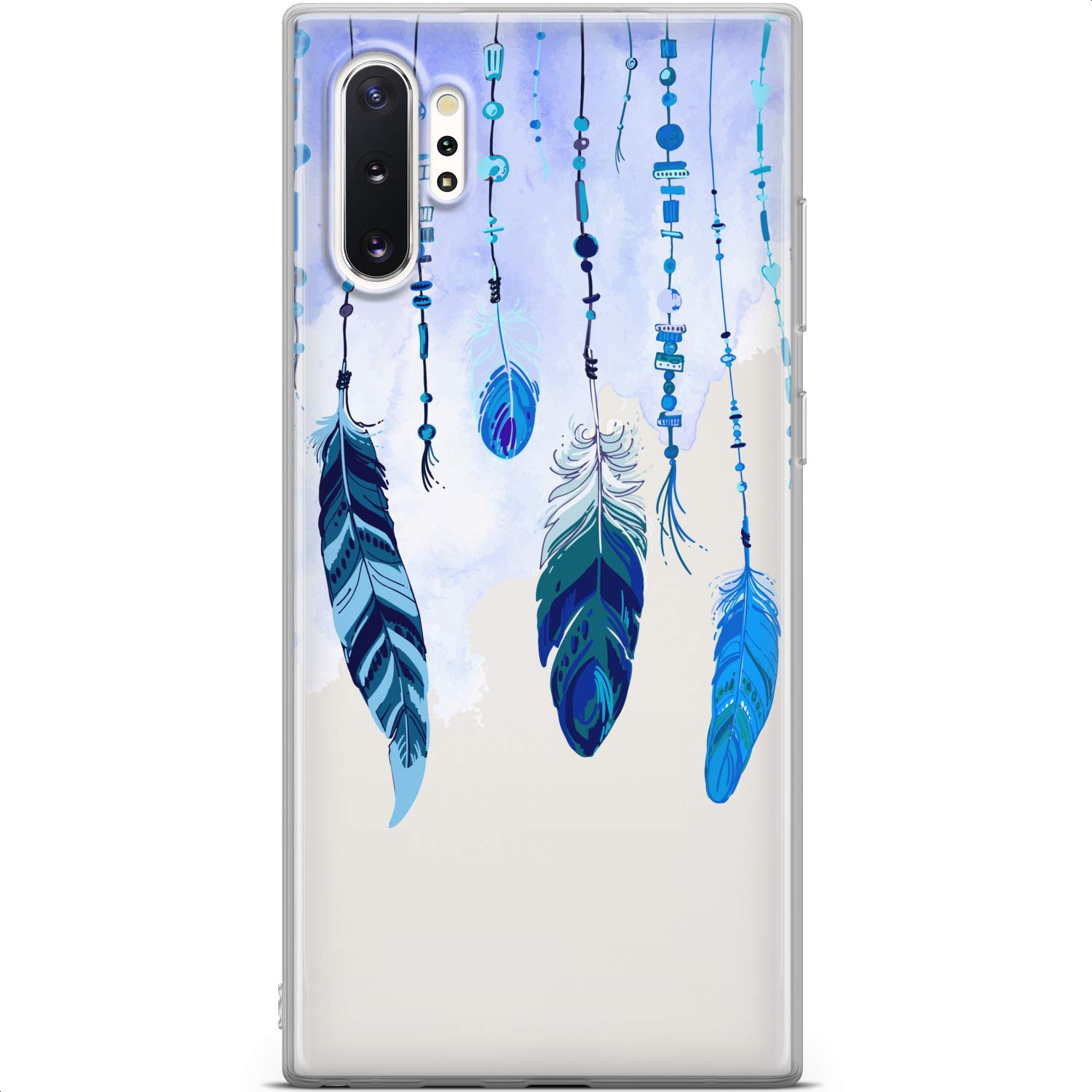 Samsung Galaxy S24 S23 Ultra S22 5G Plus S21 FE S20 S10 Phone Case - Lightweight Blue Watercolor Tribal Feather Design Slim Protective Silicone Cover for Women | Perfect for Everyday Use, Travel & Style Protection
