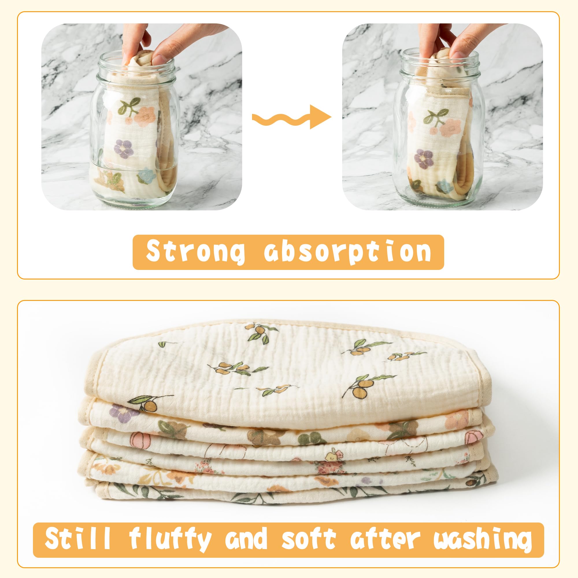 Zainpe 6-Pack Soft & Absorbent Muslin Cotton Baby Bibs - Drool Proof Burp Cloths for Newborns, Infants & Toddlers - Perfect for Feeding, Teething & Messy Playtime