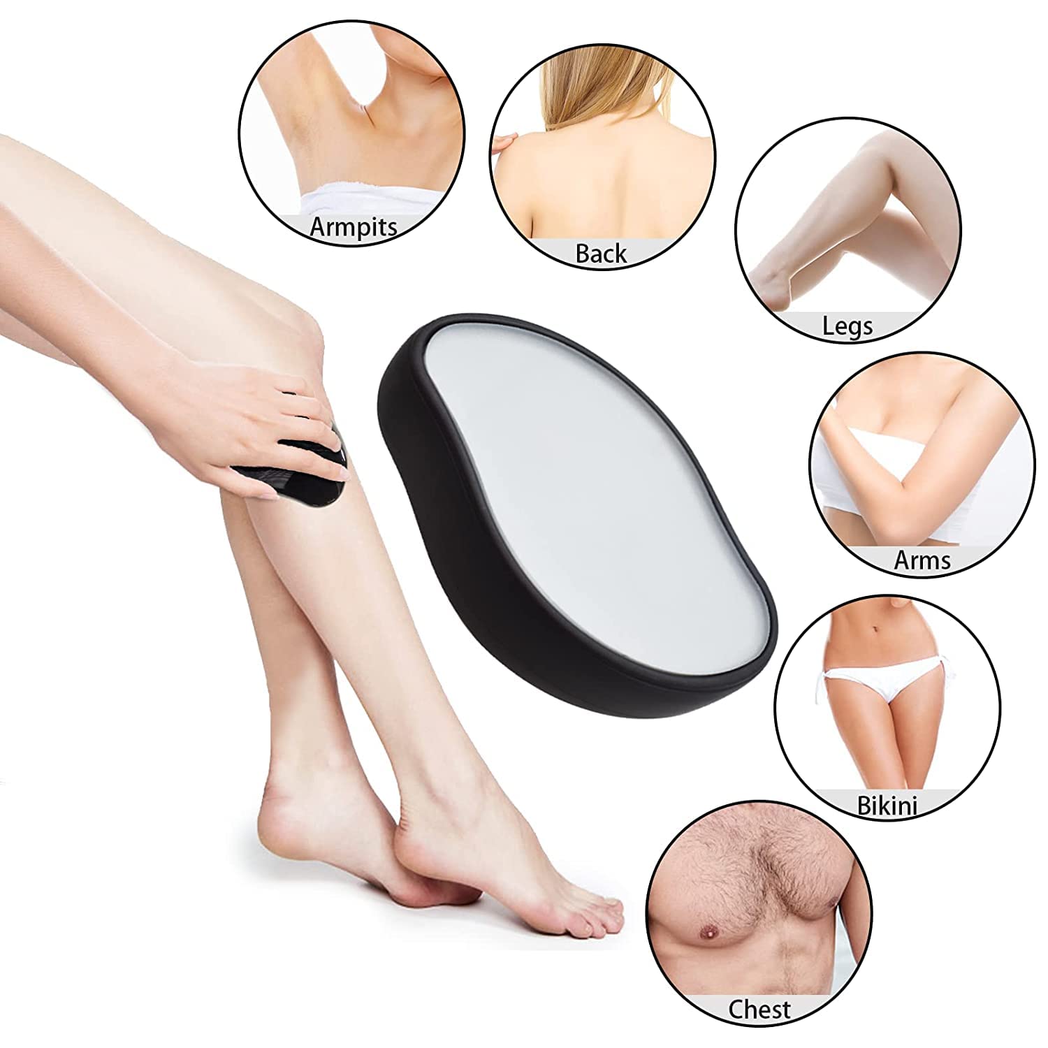 **Crystal Hair Eraser for Women & Men – Painless Exfoliating Hair Removal Tool for Arms, Legs & Back | Smooth Skin at Home or Salon**