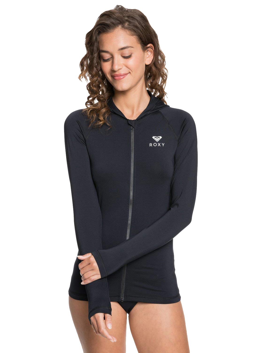 Roxy Women's Standard Essentials Hooded Rashguard - UPF 50+ Sun Protection Swim Shirt for Surfing, Swimming & Beach Activities