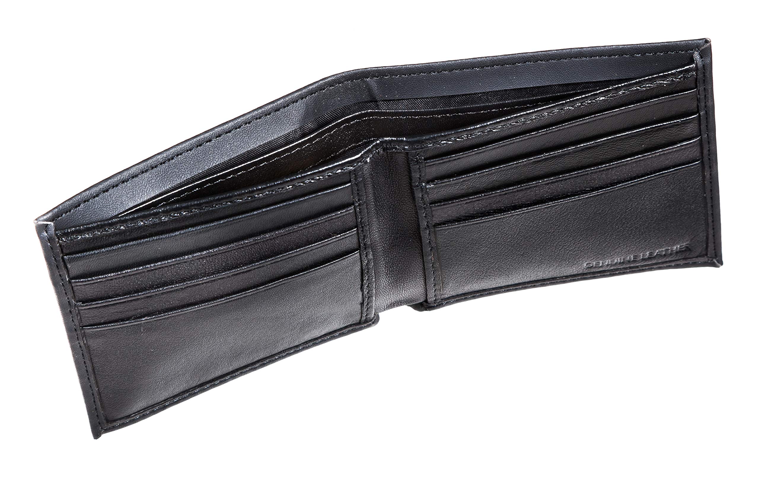 Official NFL New England Patriots Black Leather Bi-Fold Wallet - Licensed Stamped Logo - Money & Credit Card Organizer - Perfect Gift for Football Fans (Includes Gift Box) | Ideal for Game Days, Travel & Everyday Use
