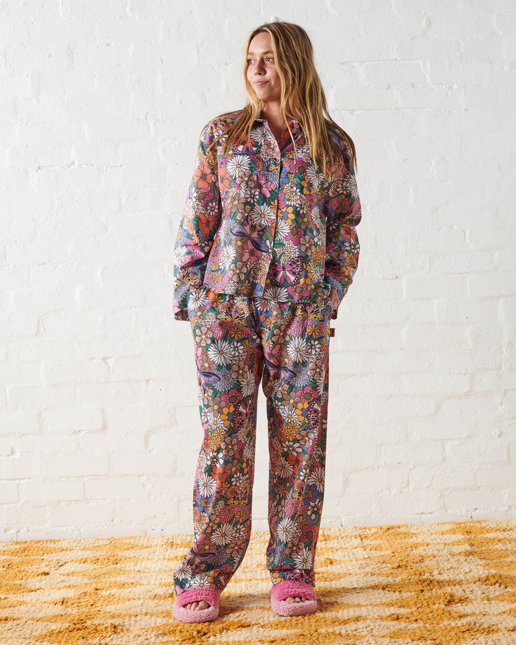 Bliss Floral Teen Organic Cotton Long Sleeve Pajama Set - Soft & Comfortable Sleepwear for Girls, Perfect for Sleepovers, Lounging & Cozy Nights