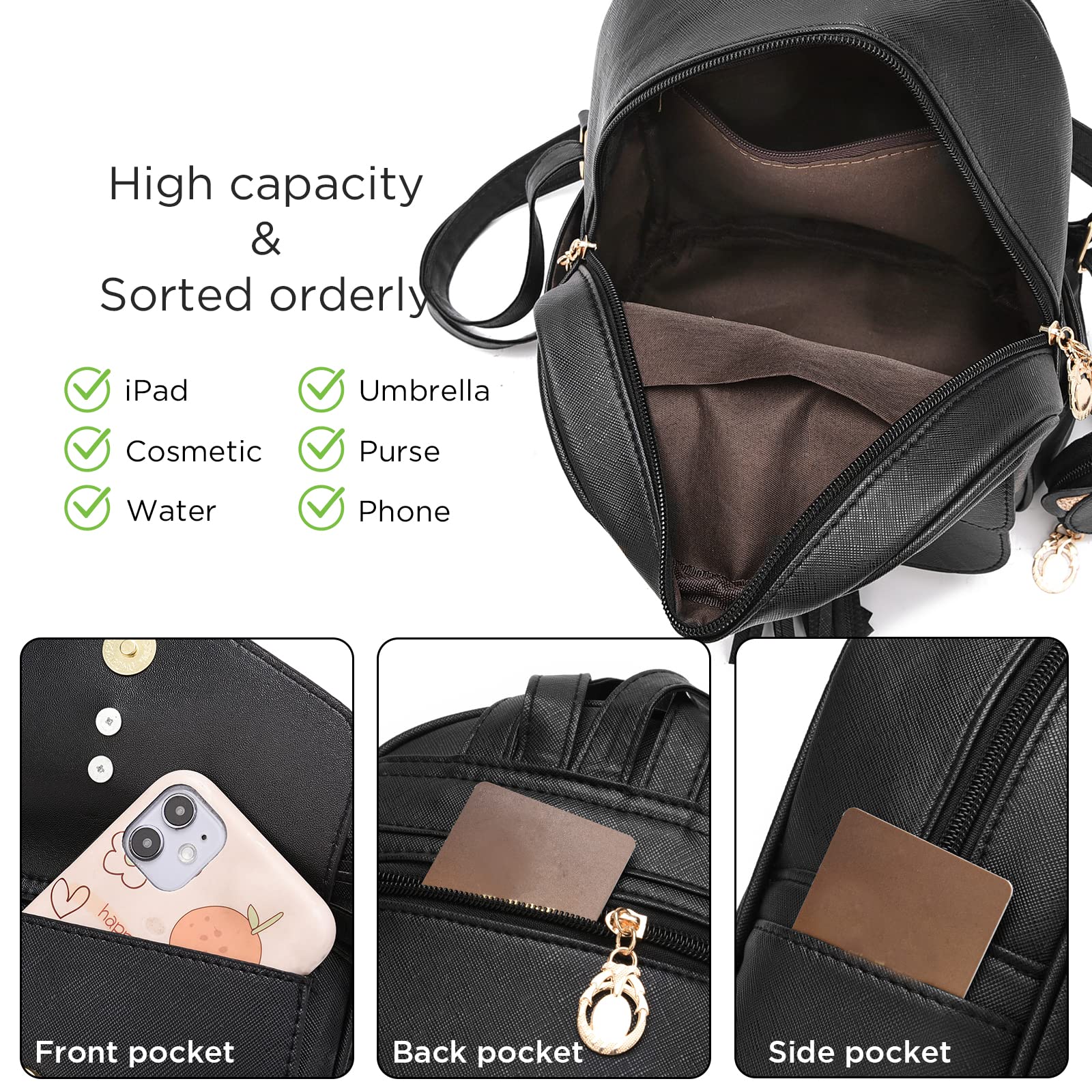 IHAYNER Girls Fashion Backpack - Mini Leather Purse Backpack for Women & Teen Girls with Coin Purse - Perfect for School, Travel & Daily Use