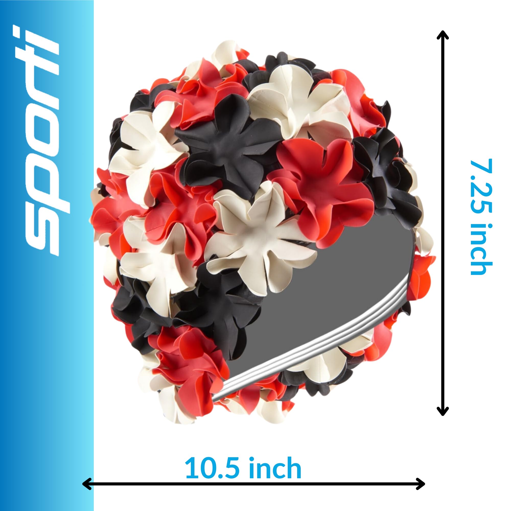 Sporti Flower Swim Cap for Women - Waterproof Heavy-Duty Rubber Swimming Cap with Hair Protection - Perfect for Pool, Beach & Competitive Swimming