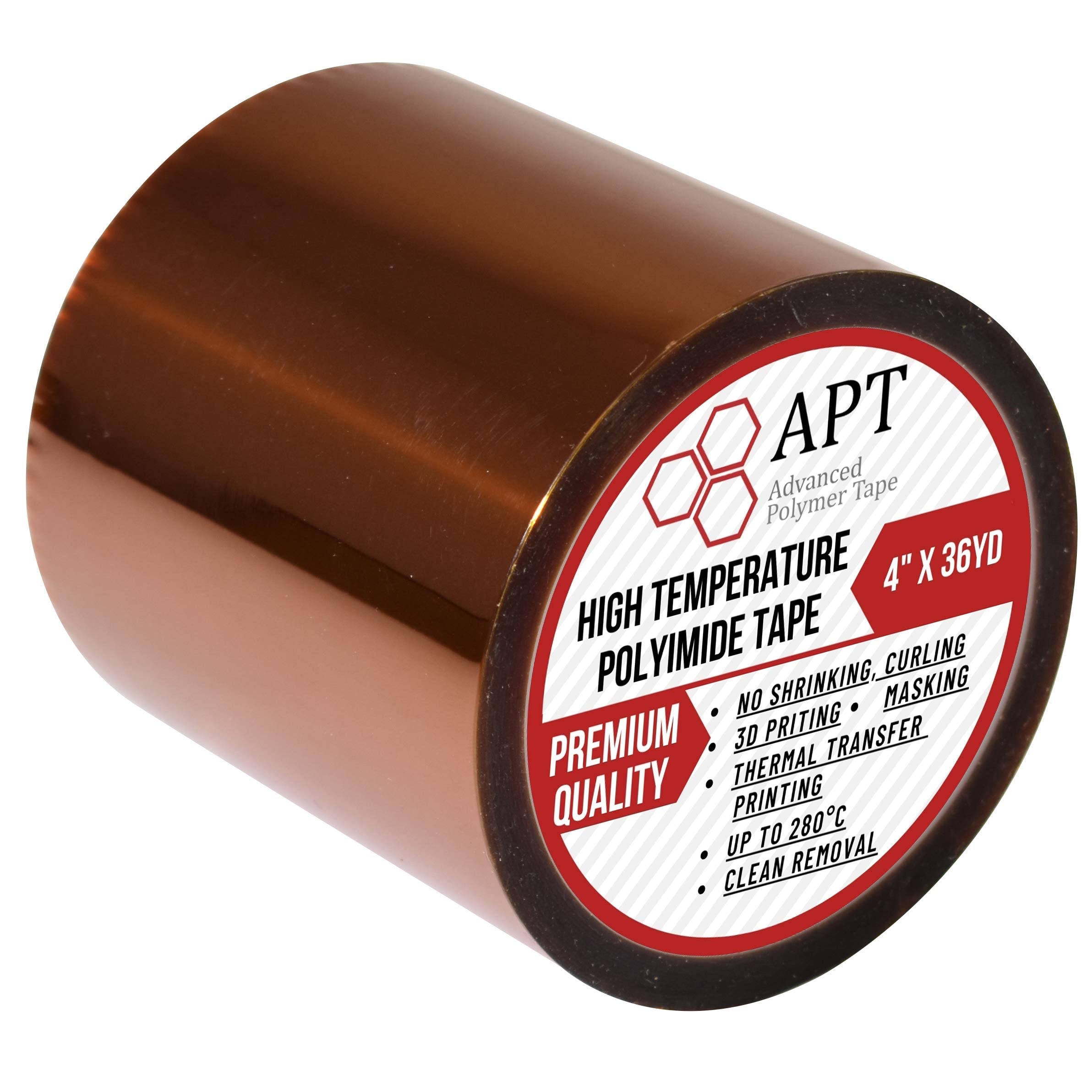 High-Temperature Polyimide Adhesive Tape 1 Mil Thick - Heat Resistant Kapton Tape for 3D Printing, Soldering, Electrical Insulation & Masking (4