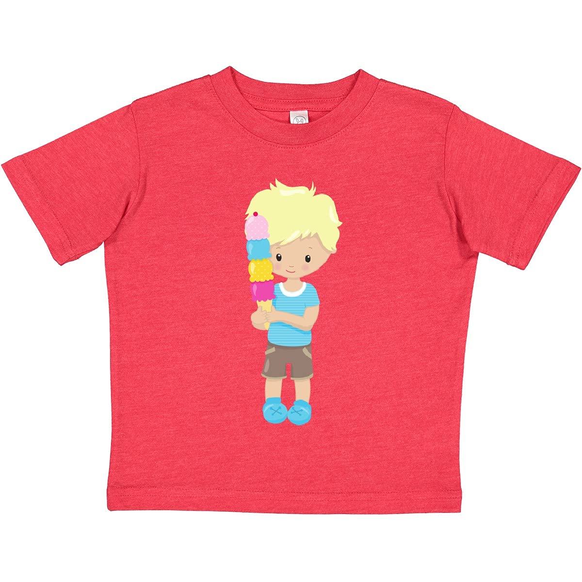 Inktastic Boys' Ice Cream Cone Toddler T-Shirt - Cute Blonde Hair Design for Summer Outings & Birthday Parties