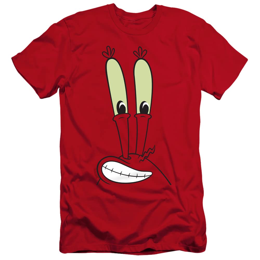 SpongeBob Mr. Krabs Smile Face Graphic T-Shirt for Adults - Unisex Cotton Canvas Tee - Funny Cartoon Character Shirt for Fans, Cosplay & Casual Wear