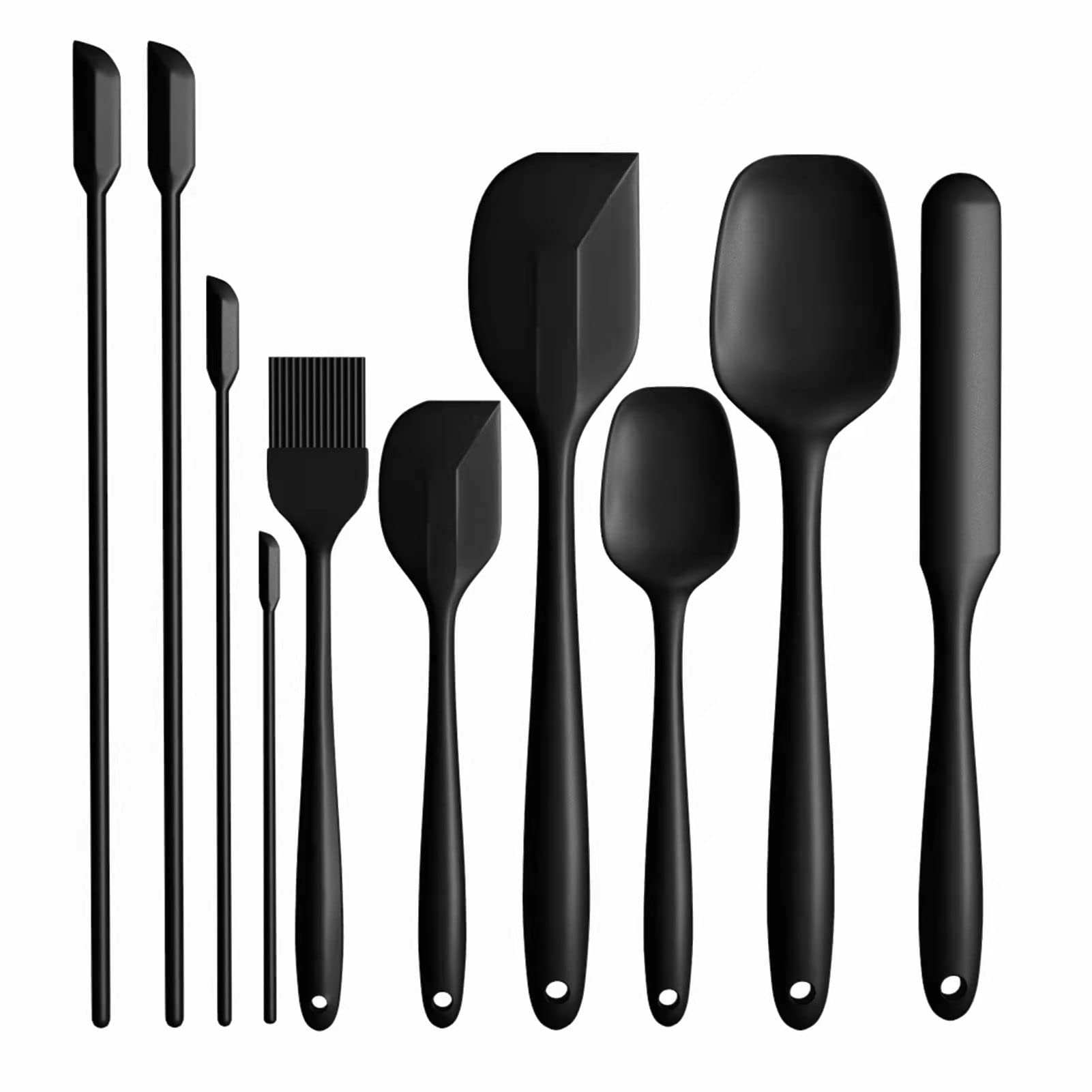 High Heat Resistant Silicone Spatula Set - Non-Stick Kitchen Cooking Utensils for Baking, Mixing & Flipping - Perfect for Nonstick Pans, Bowls & Cookware (Black, 3-Piece)