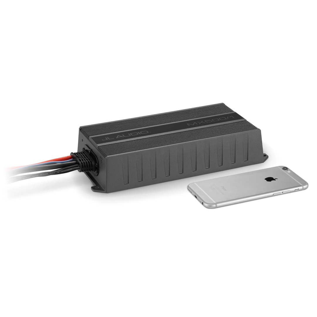 JL Audio MX500/1 MX Series Class D Monoblock Car Amplifier - 500W RMS Power, 1 Ohm Stable, High-Efficiency Bass Boost for Subwoofers - Perfect for Car Audio Systems & Custom Installations