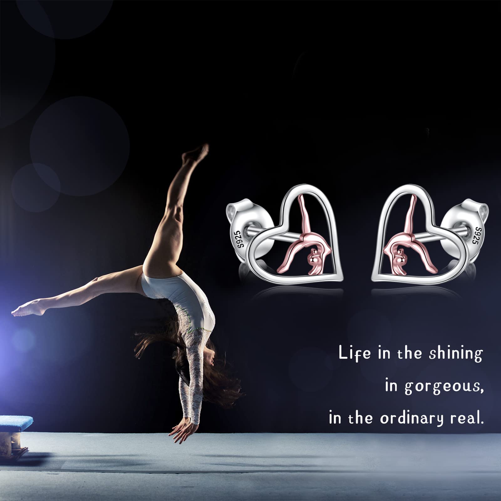 Silver Gymnastics Dangle Earrings | Rose Gold Flipping Gymnast Jewelry | Elegant Gift for Women | Perfect for Gymnastics Competitions, Workouts & Everyday Wear