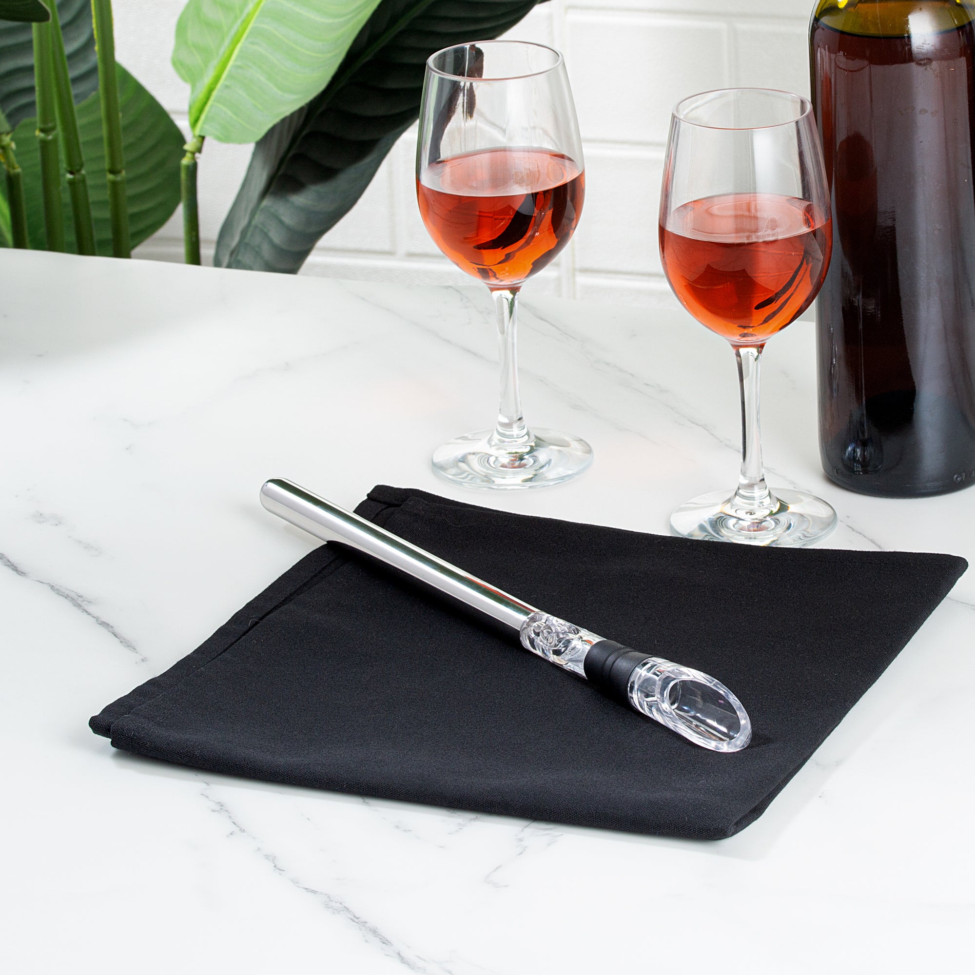 Premium Stainless Steel Wine Chiller Stick with Aerator and Pourer - 12.75