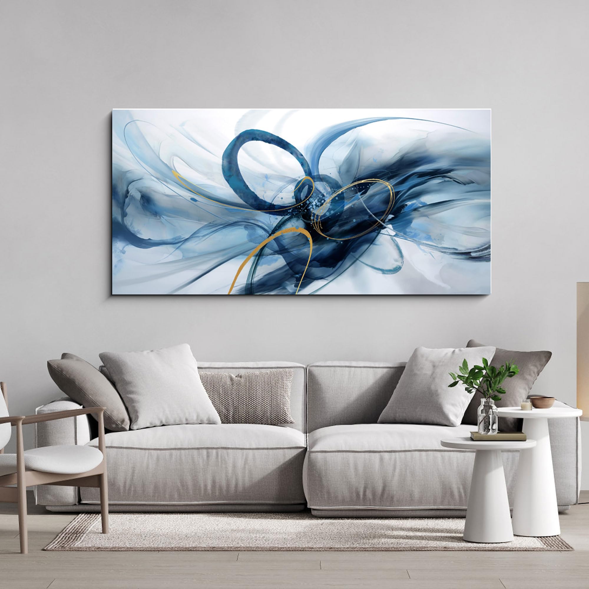 XLSJERST Abstract Blue and White Canvas Wall Art - Modern Home Decor for Living Room, Bedroom & Office | Perfect for Contemporary Spaces & Gift Giving